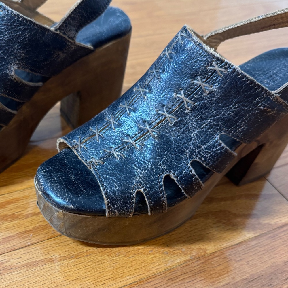 BED|STU Fontella Distressed Black and Brown Platform Sandals 7.5 - Picture 3 of 10